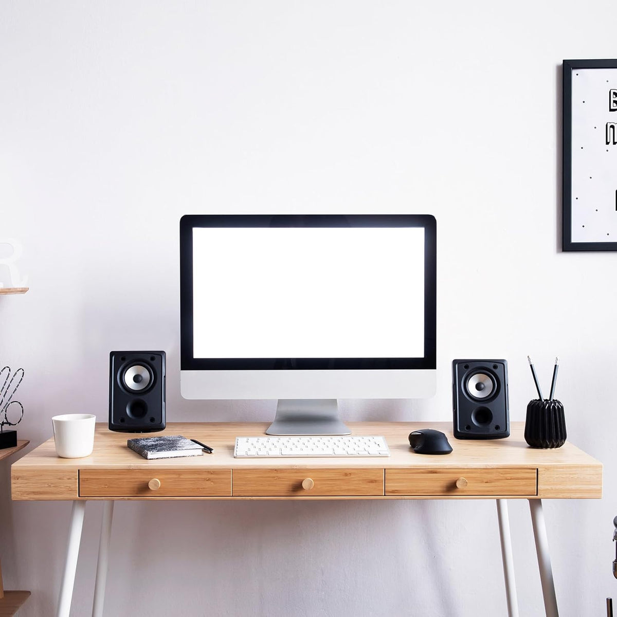 MECCANIXITY Floating Speaker Shelves, Metal Wall Support for Studio Monitor Speaker, Pack of 2 (White)