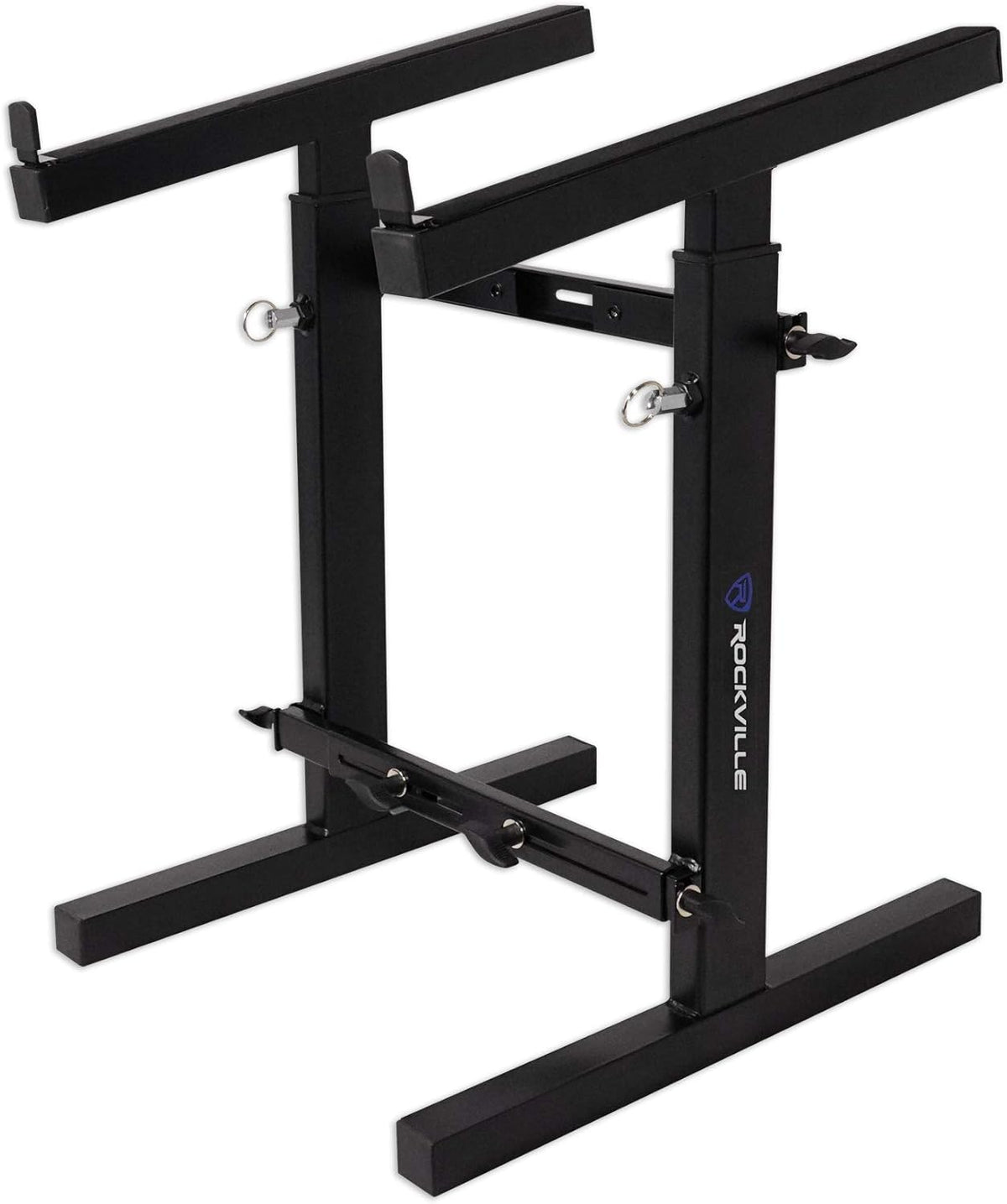 Rockville RXS20 Portable Mixer Stand 300 lbs Capacity, Adjustable Height 24-36in, Adjustable Width 13.8-23.6in, Collapsible, Padded Platform, Perfect for DJs and Musicians