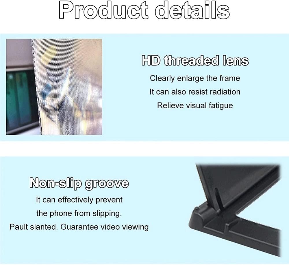 12 Inch 3D Curved HD Phone Screen Amplifier, Foldable Phone Holder for All Smartphones