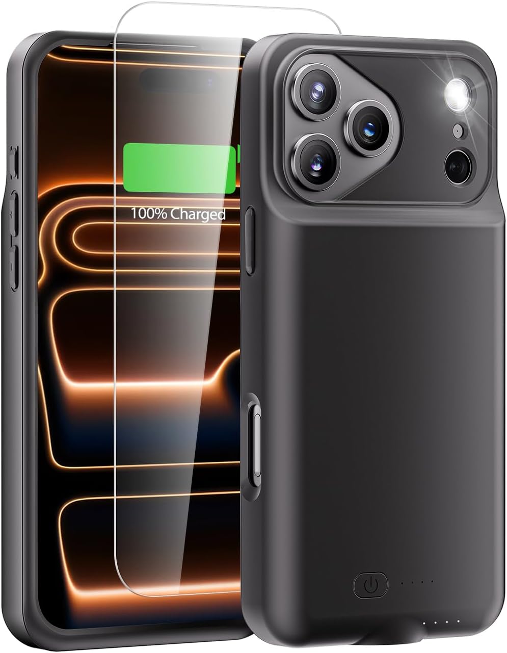 Battery Case for iPhone 17 Pro Max, Charging Case Charger 8500mAh Ultra-Slim Lightweight Powerful Battery Pack 15W Fast Rechargeable Anti-Fall TPU Juice Box for iPhone 17 Pro Max (6.9") Black