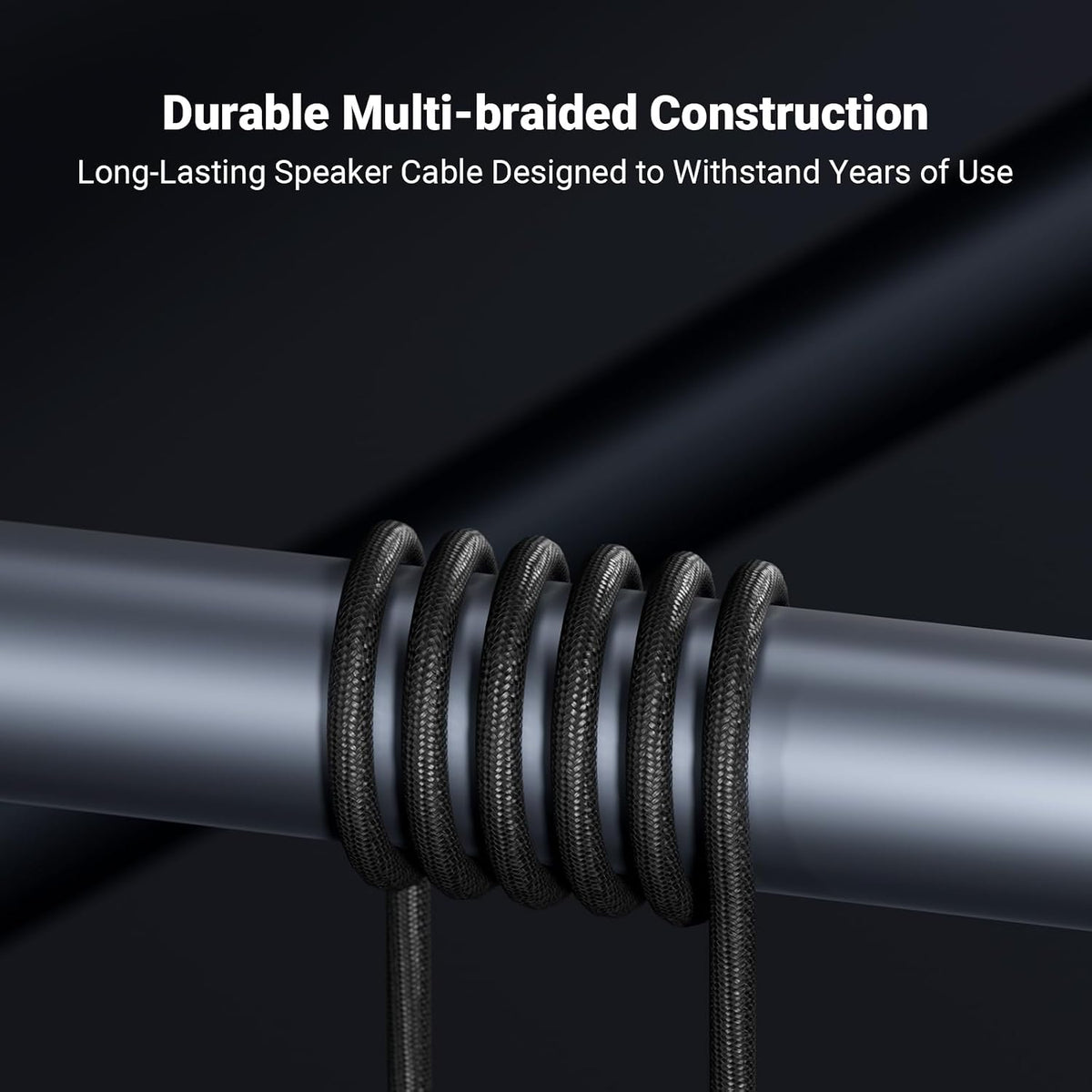 14AWG 5.9Ft, 1 Pack 4 (1.8m/70.87in) Fosi Audio Braided Speaker Wire Pair Cable with Gold Plated Banana Plugs, Black
