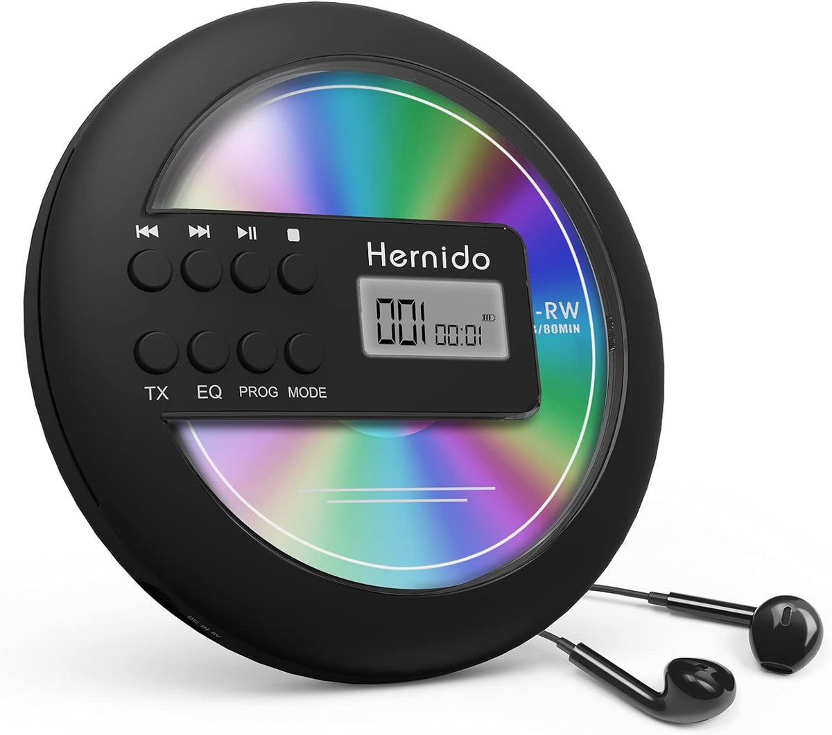 Hernido Discman 20 MP3 Rechargeable Portable CD Player for Car, with FM Transmitter, Hours Playtime Personal Compact