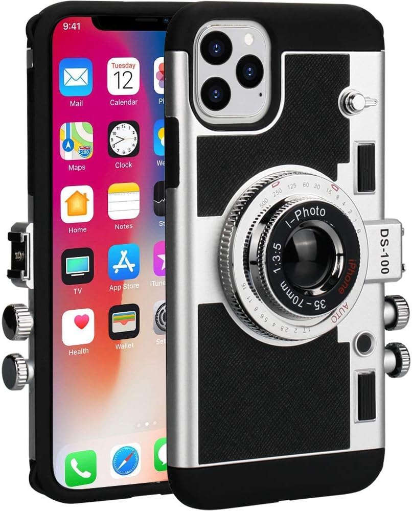 Awsaccy Emily in Paris Phone Case for iPhone 12 / iPhone 12 Pro, Vintage Cover with Removable Neck Strap, Cute 3D