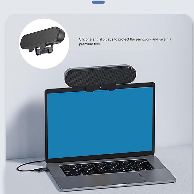 Pomya Computer Speakers for Desktop PC USB Powered PC Speaker with Spring Clamp Stereo Loud Sound Volume Control Laptop Speaker