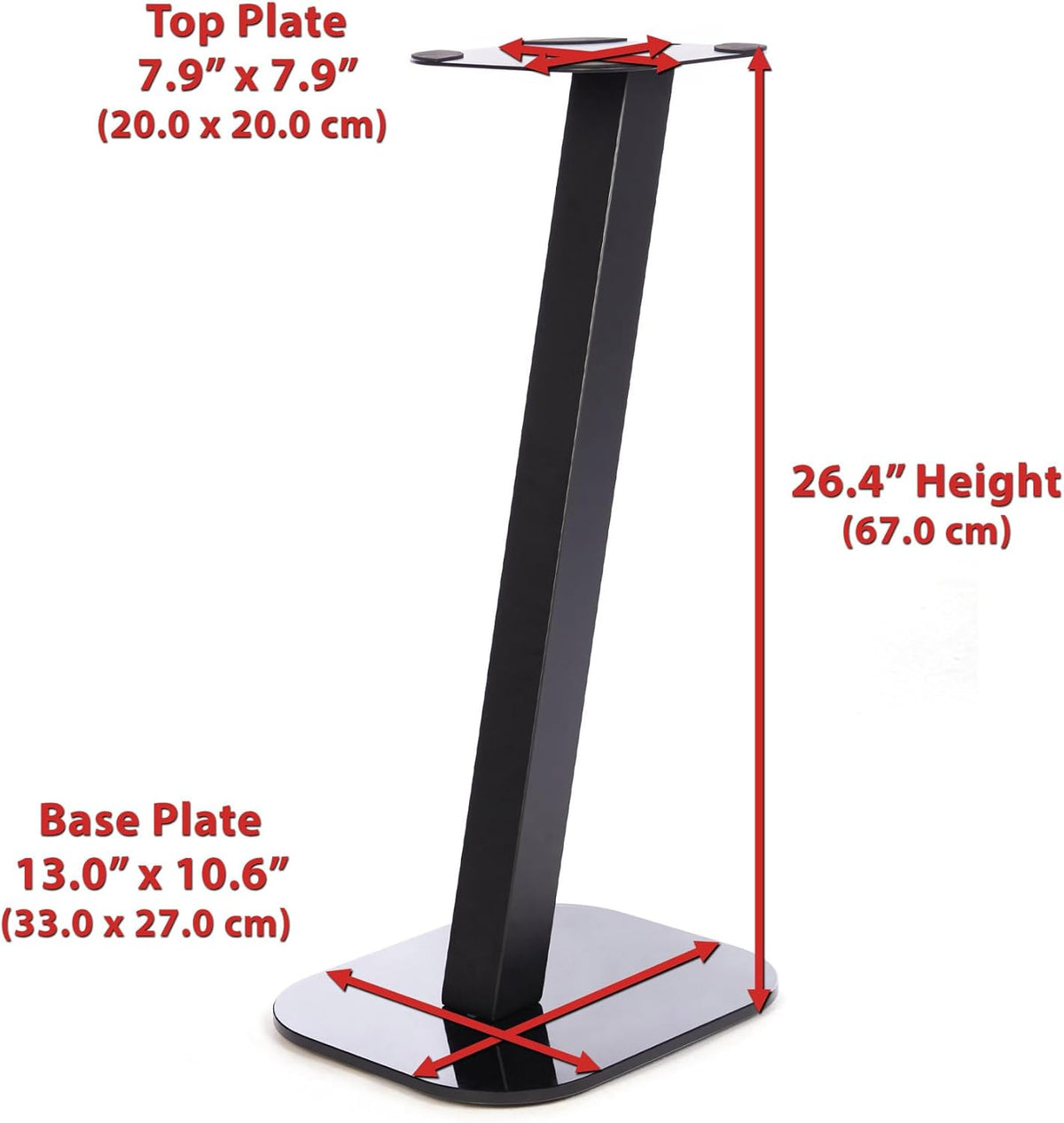 EXIMUS One Pair Fixed Height Universal Speaker Floor Stands - Black - 610 Series