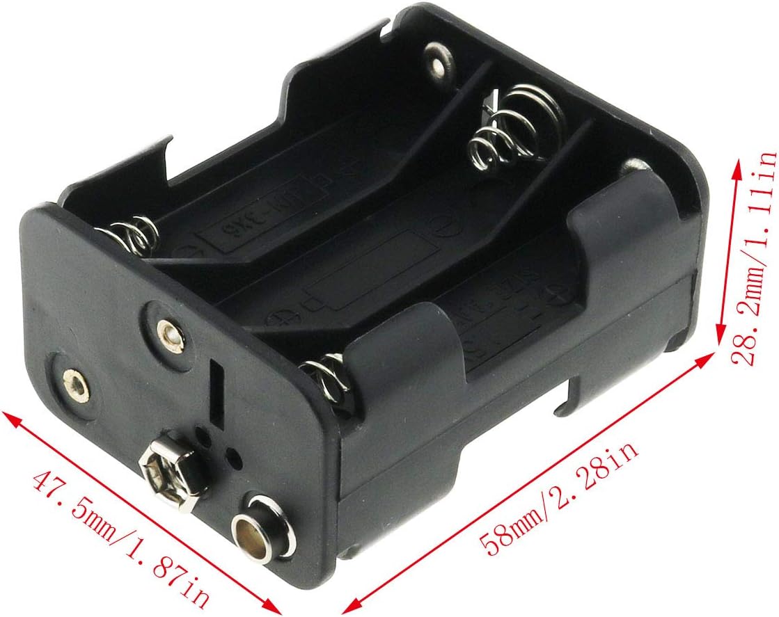 E-outstanding AA Battery Holder 2 Set, 6x1.5V Black Thicken Case Box with Wired Battery Clip