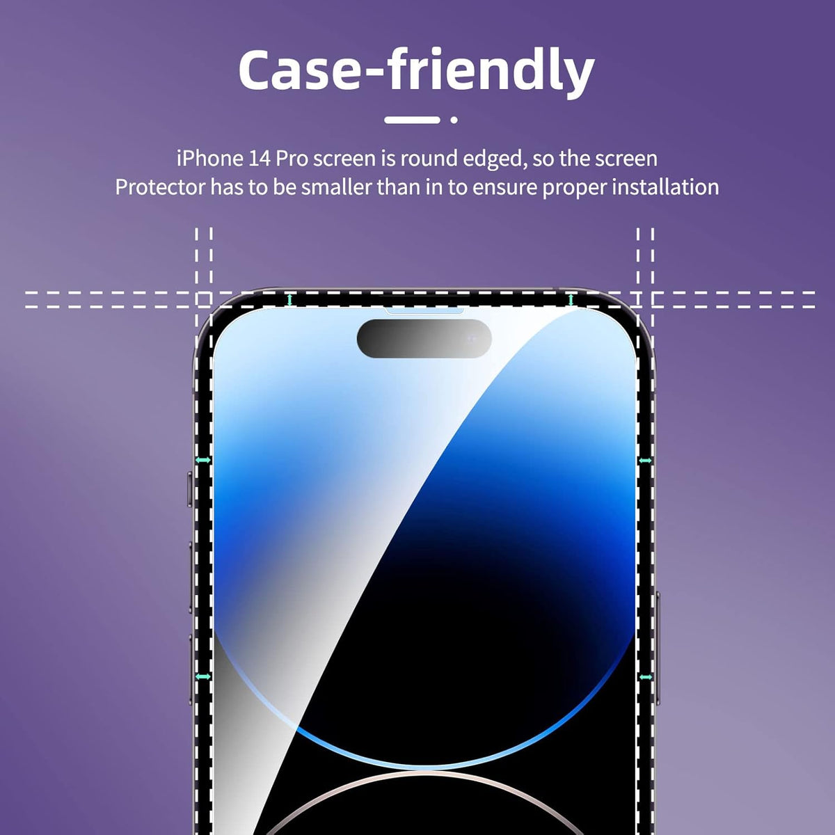 NEW'C 4 Pack Screen Protector for iPhone 14 Pro [6.1 inch] + 2 Pack Camera Lens Protector, Case Friendly