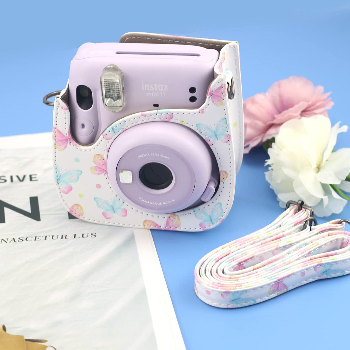 Frankmate Protective Case for Fujifilm Instax Mini 12 11 9 8 Instant Film Camera with Accessory Pocket and Strap