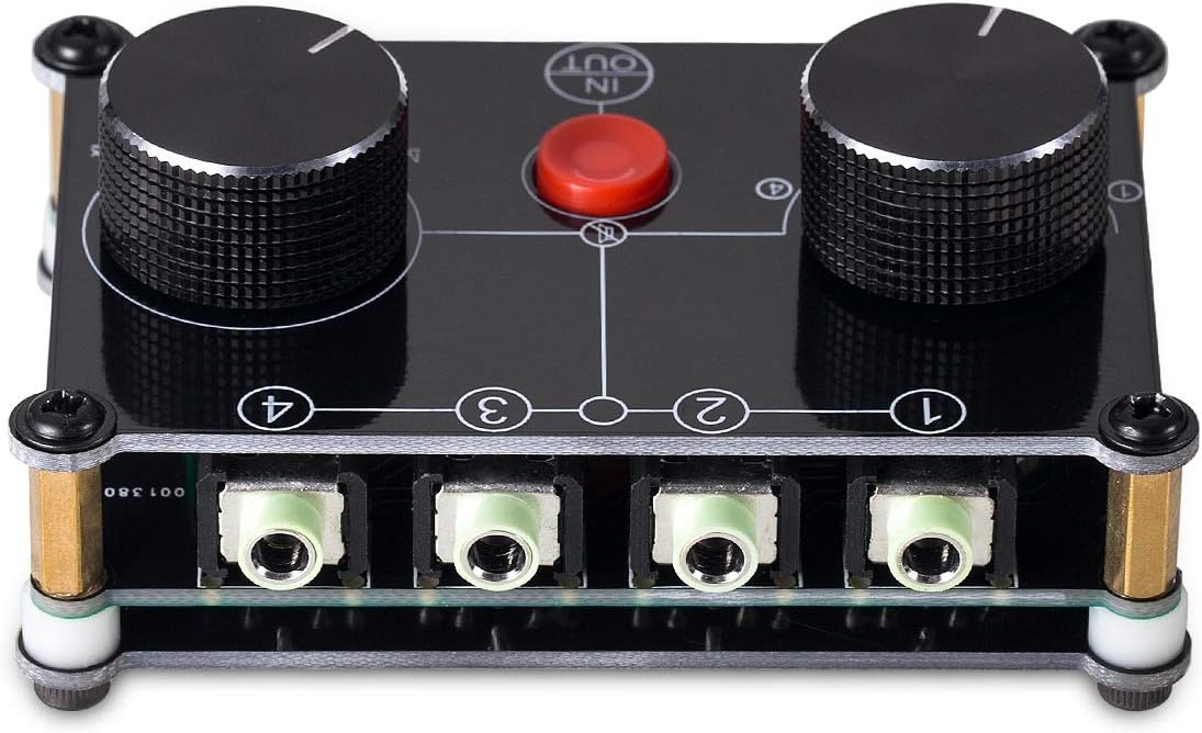 Little Bear MC104 Mini Audio Switcher, 4-Way 3.5mm AUX Stereo Selector, Switch Box Splitter for