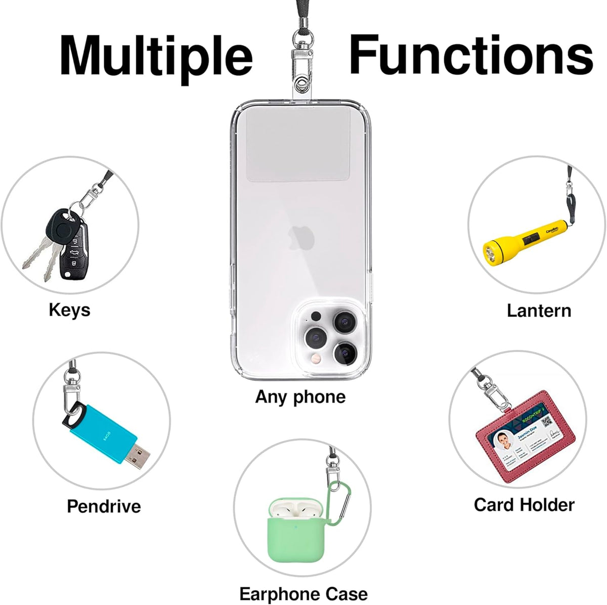 Cell Phone Lanyard [Light Green] - Comfortable Universal Smartphone Lanyard - Easy to Use Neck Phone Holder [Clear Patch] - Adjustable Length Phone Strap Crossbody - Fits All Mobile Phones