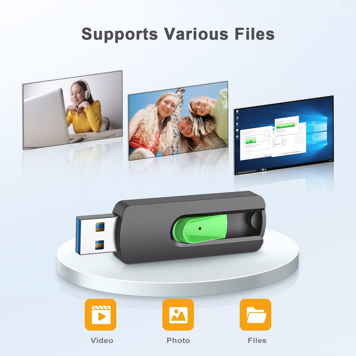 Aiibe 64GB USB 3.0 Flash Drives 5 Pack 64GB Thumb Drive USB Drives High Speed Upgraded 110MB/s USB 3.0 Memory Stick Jump Drives (Cyan, Green, Purple, Red, Yellow)