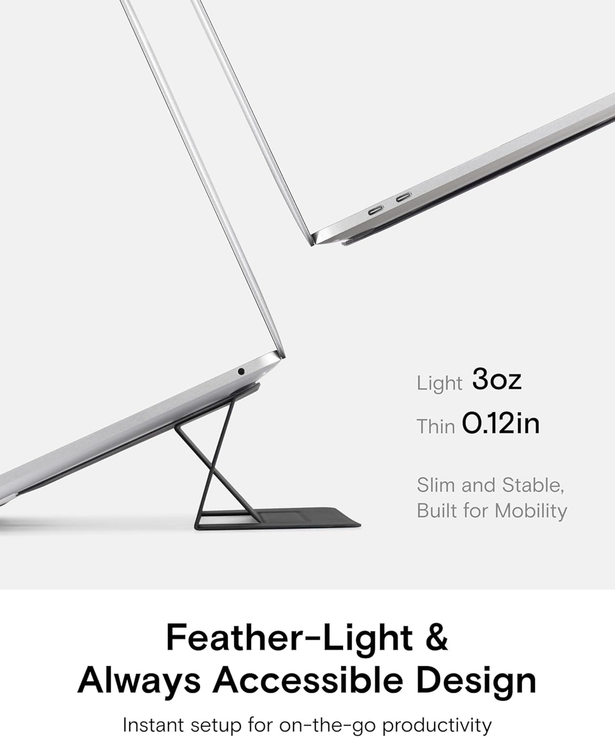 MOFT Laptop Stand for Desk, Adhesive Laptop Stand with 2 Adjustable Viewing Angles, Foldable and Portable Computer Stand Compatible with MacBook Air, MacBook Pro 11"-16", Starry Grey