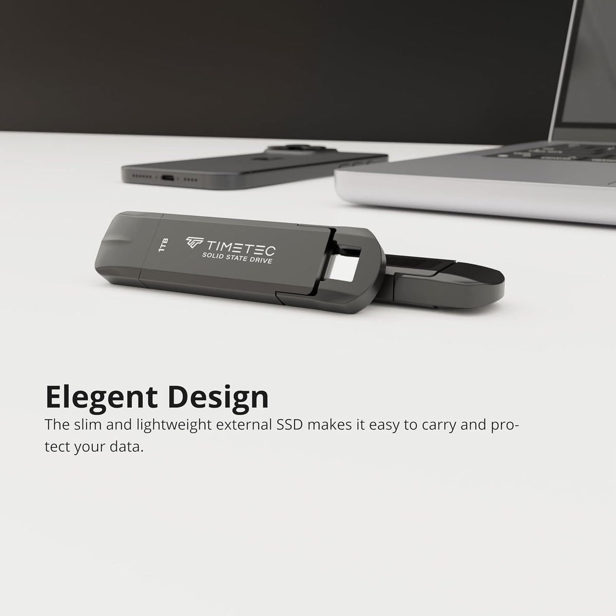 Timetec 1TB Pro Portable USB 3.2 Gen 2 Type-C/Type-A SSD Read Speed 1000MB/s Solid State Drive Stick for iPhone 15/Android/Tablet/Windows/Mac