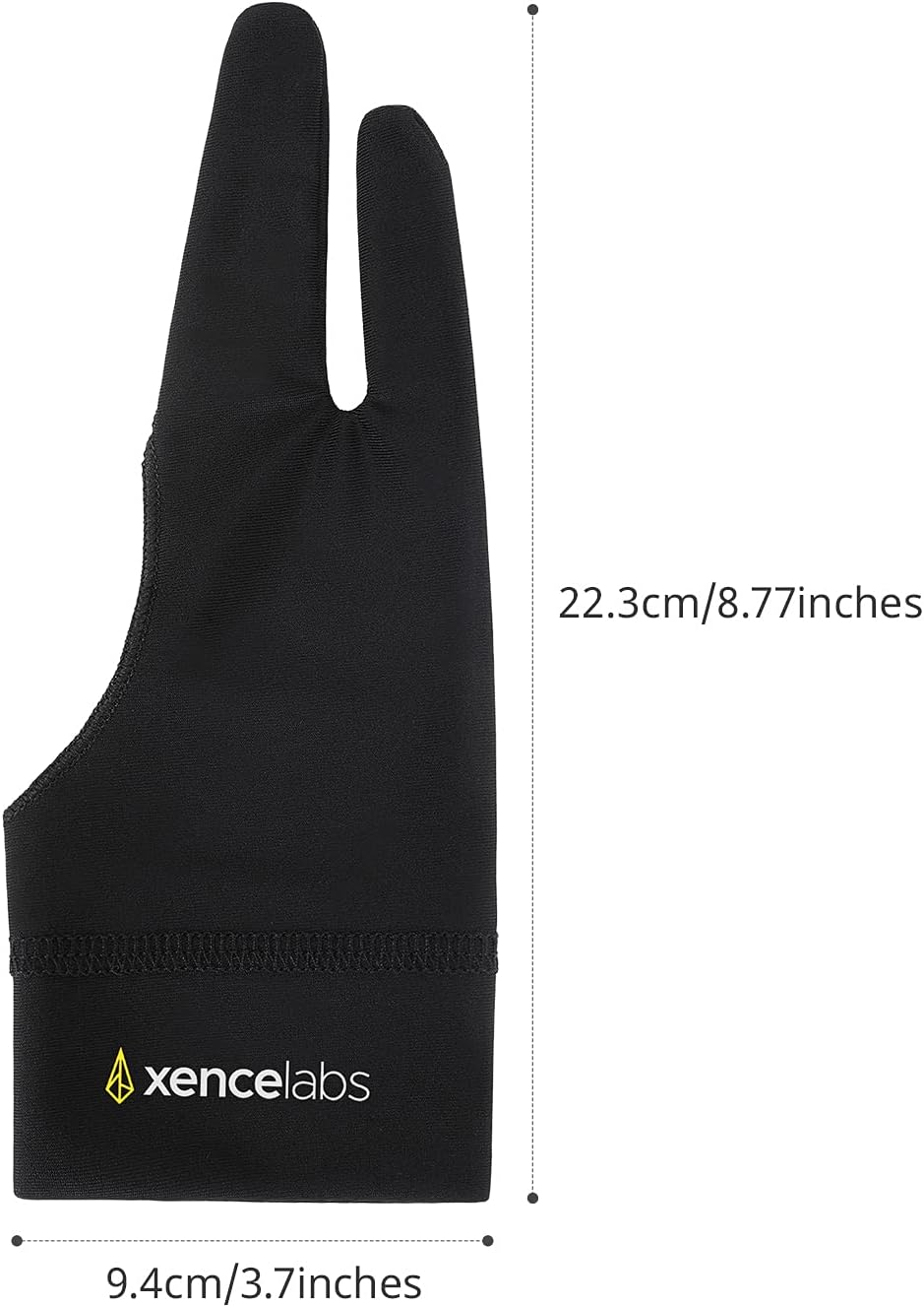 XENCELABS Drawing Glove, Breathable Artist Glove for Drawing Tablet, Two Fingers for Left Right Hand Black Size L