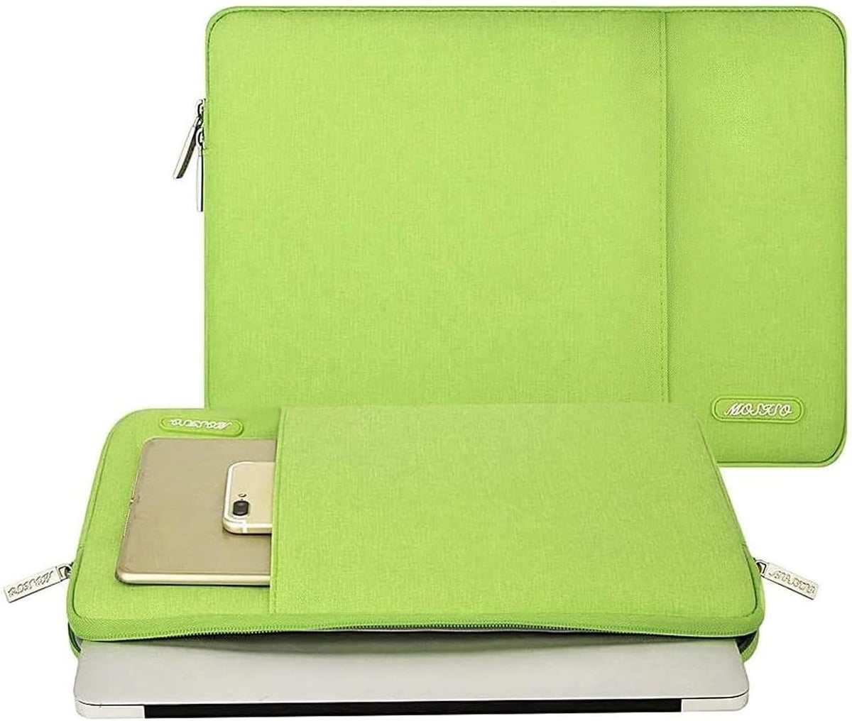 MOSISO Laptop Case 13.3 inch, 13-13.3 inch Laptop Sleeve Compatible with MacBook Air/Pro 13 / Pro 14, HP Dell ASUS Lenovo Notebook, Polyester Vertical Computer Sleeve Bag with Pocket, Lime Green