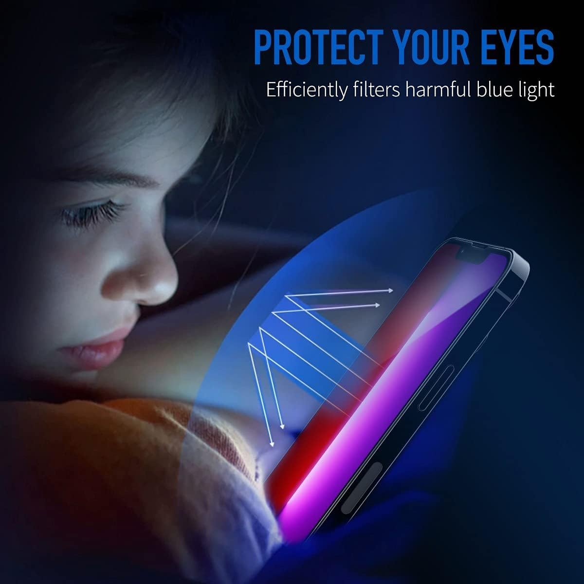 2PCS Tempered Glass Screen Protector for iPhone 14 Pro Max, Full Coverage HD Clear Eye Protection 9H Hardness