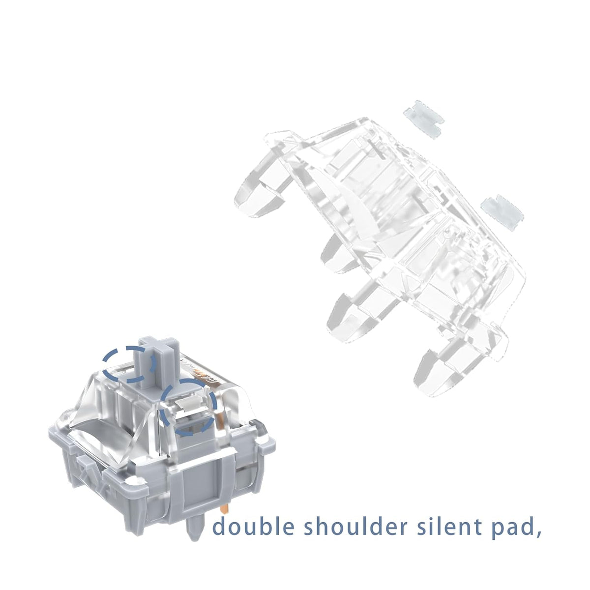 GATERON Silent Silver Keyboard Switches, Dual-Rail Fully Silent 3 Layer 5 Pin Linear DIY RGB (10PCS)
