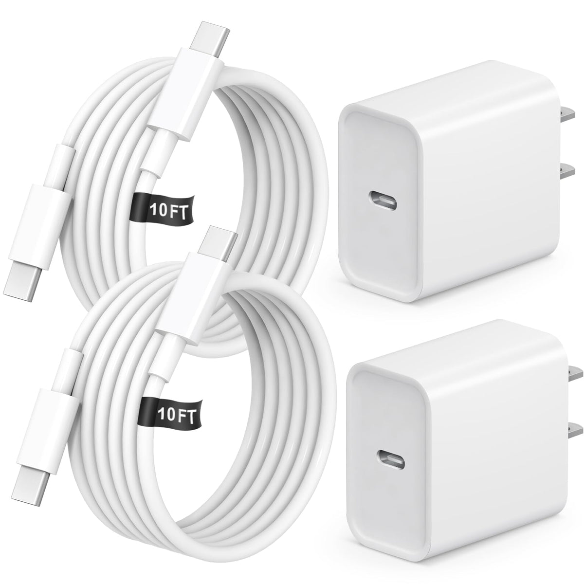 USB C Fast Charger for iPhone 17 16 15 Pro Max, 20W PD Wall Charger with 10FT Long Cable, Heat-Resistant & Stable Charging, Universal Compatibility