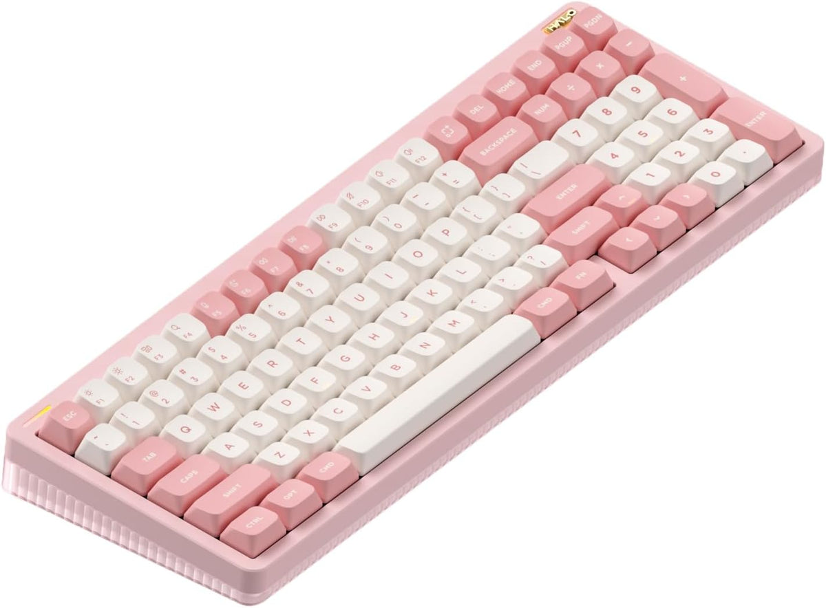 nuphy Halo96 V2 Wireless Keyboard,Gasket Structure,96% Hot Swappable Gaming Keyboard, 99 Kyes RGB Backlit Mechanical Keyboard, Support QMK/VIA,Bluetooth/USB-C/2.4GHz-Pink,Lemon Switches (55gf)