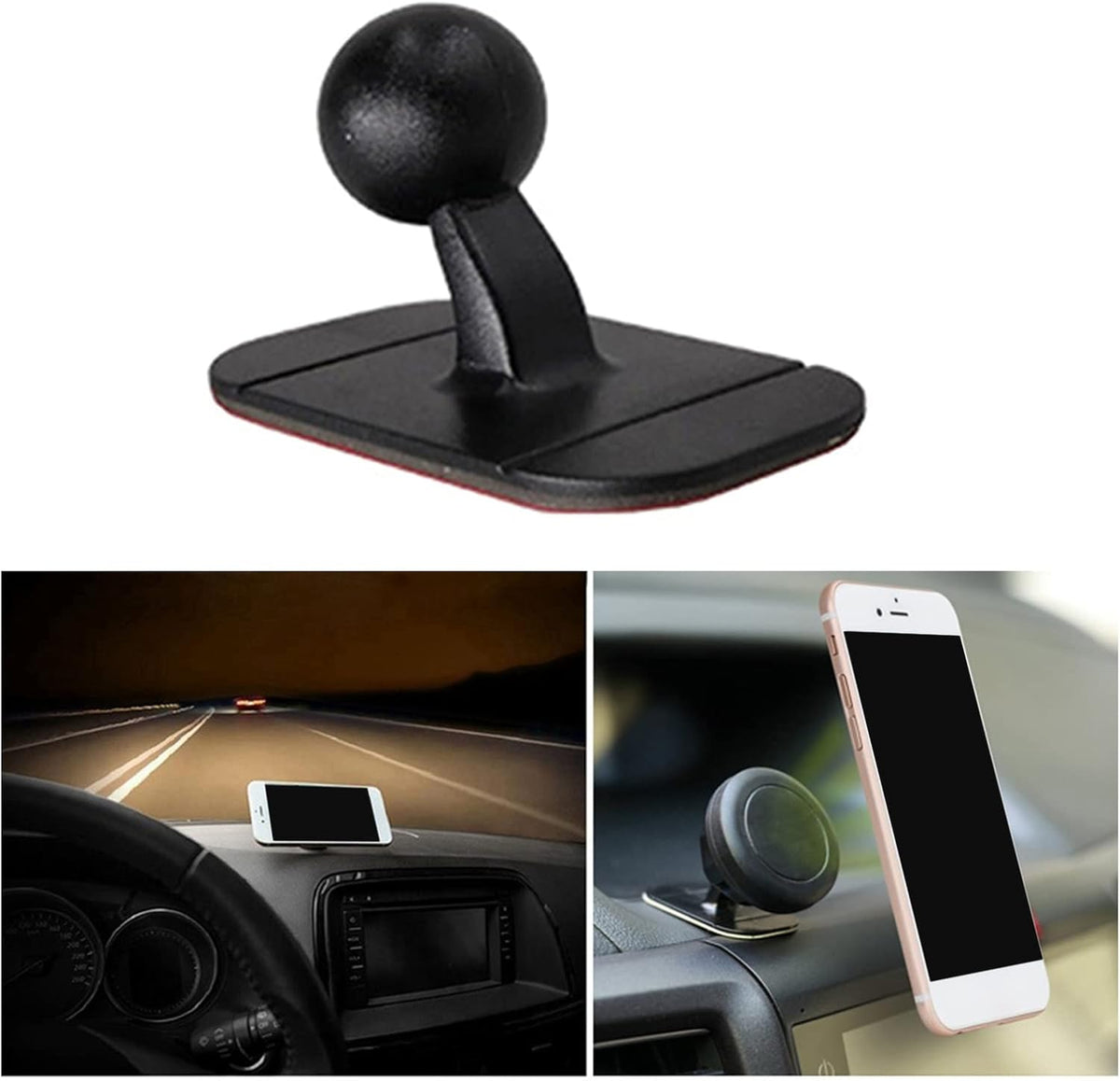 Car Cellphone Holder Dashboard Mount with 17mm Ball Head Stand, Universal Phone Rotary Cradle Base Support Bracket
