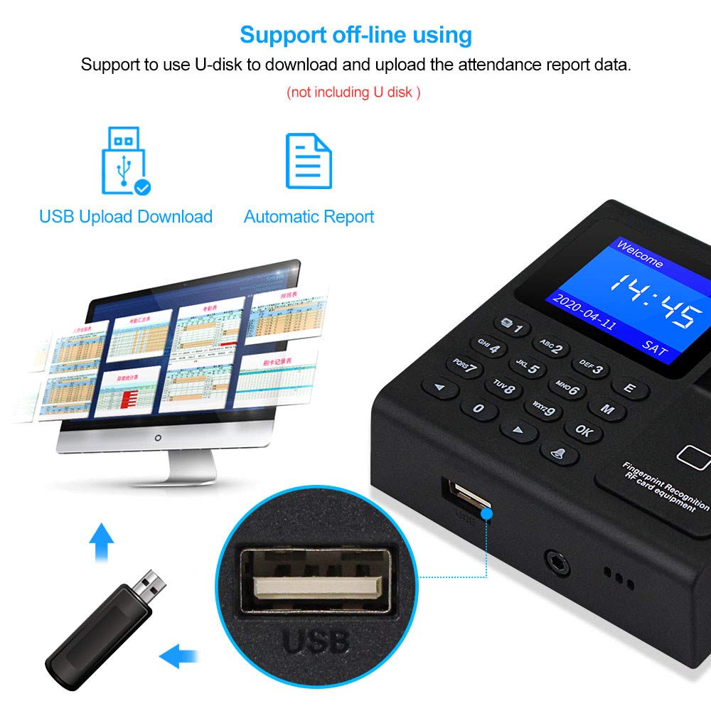 LIBO Complete RFID Access Control System Fingerprint Access Controller Keypad, DC12V Power Supply Transformer, 180kg/350lbs Electric Magnetic Lock