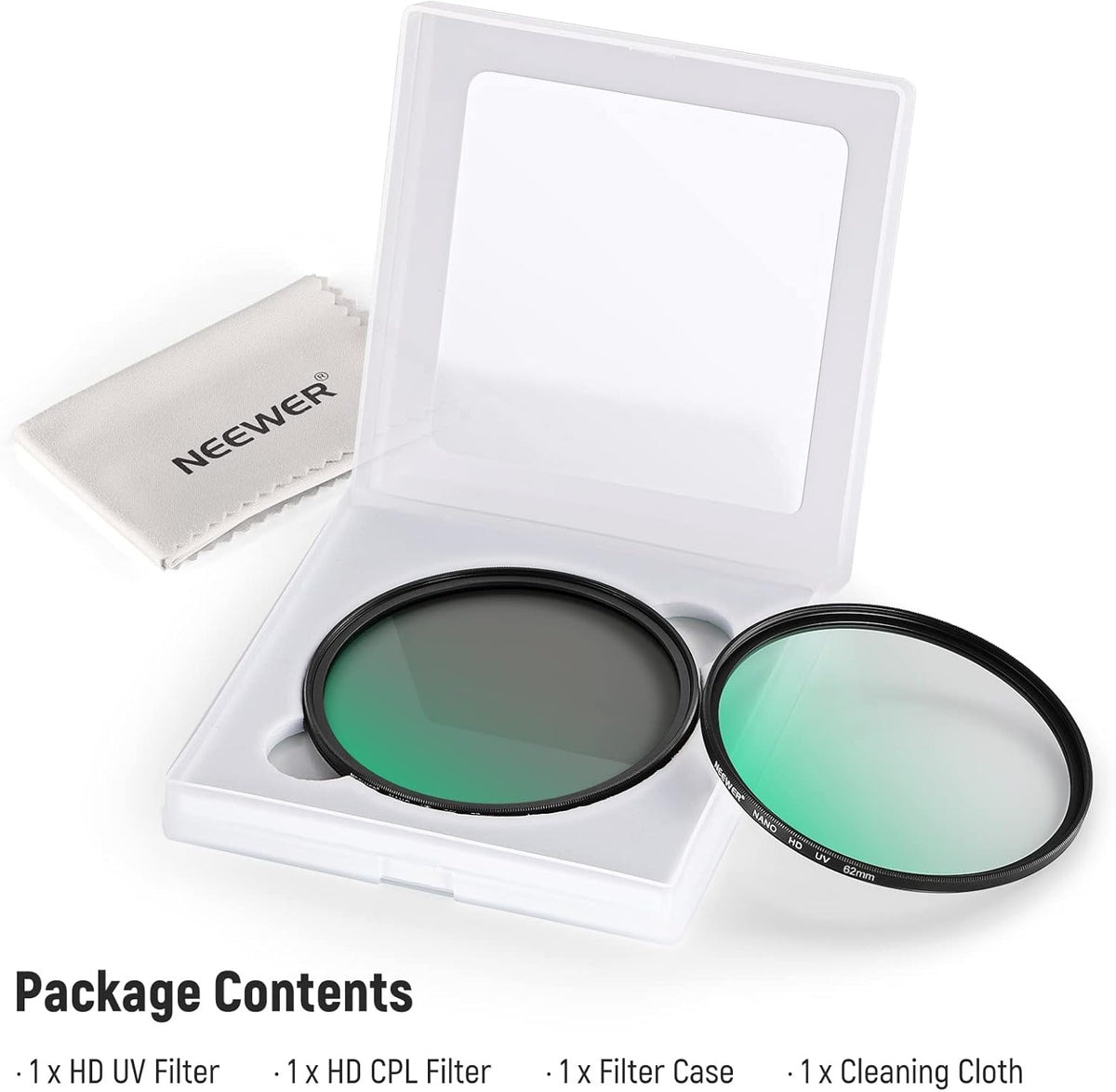 NEEWER 62mm UV CPL Lens Filter Kit, Circular Polarising Filter Set with HD Optical Glass