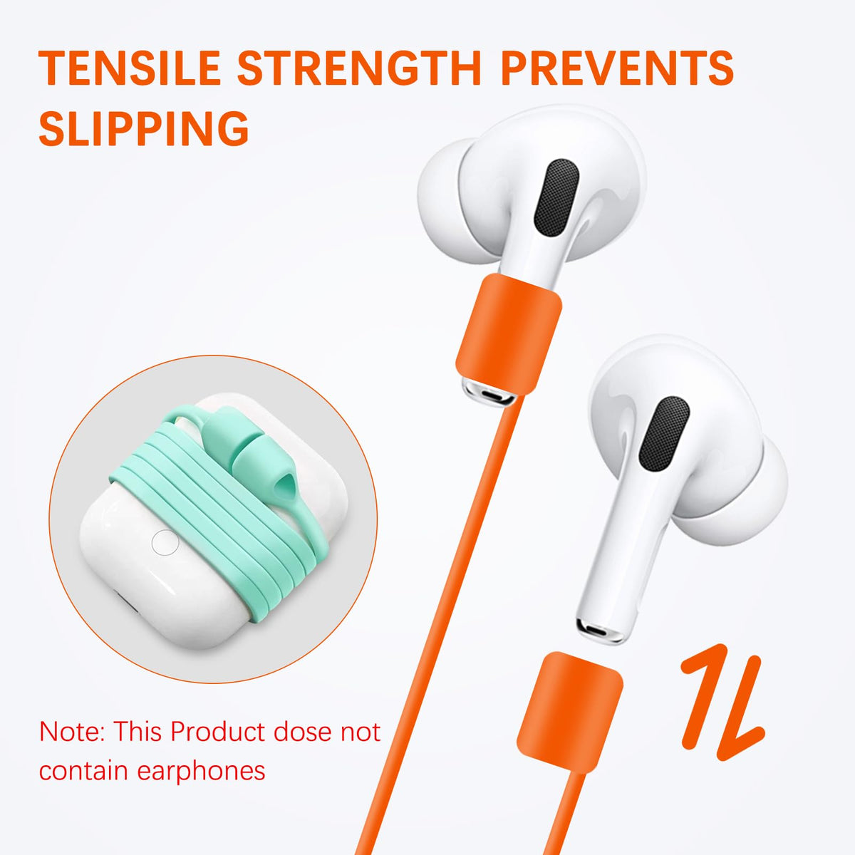 Rosmas Strong Magnetic Anti-Lost Straps for AirPods, Silicone Sports Neck Rope Cord,Compatible with AirPods Pro3/2/1,AirPod 4 (1, Orange)