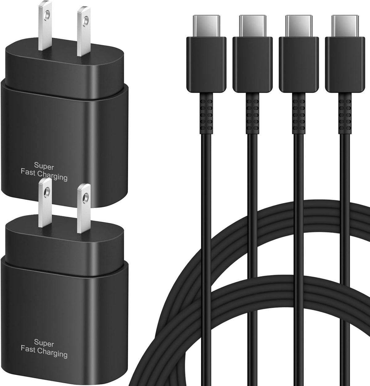 Type C Charger Fast Charging for Samsung, 25W USB C Charger Block with 6Ft Type C to C Cable (Black)