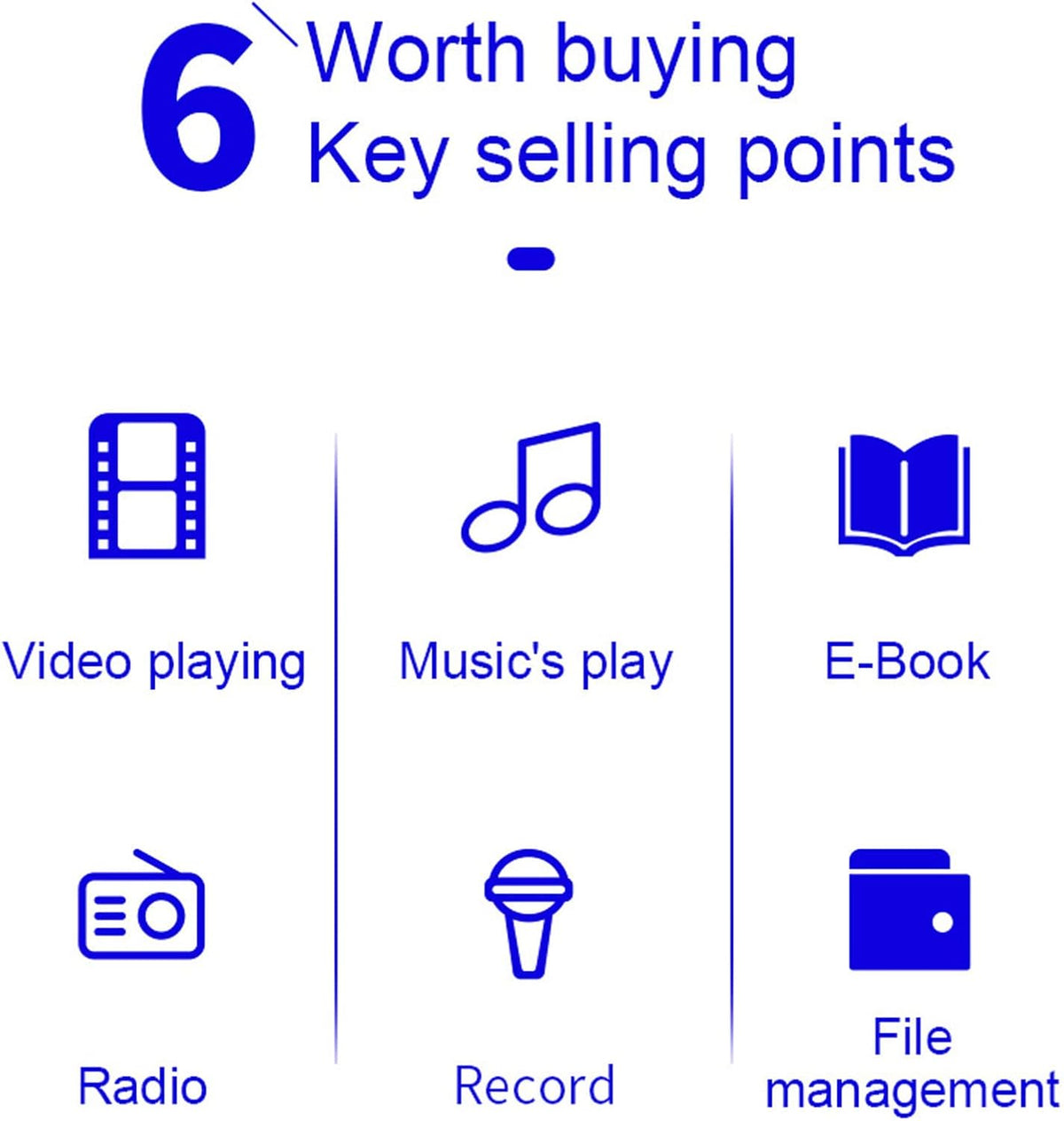 MP3 Player Bluetooth 5.0, Mini Portable Music Player with FM Radio, Video, Recorder, Ebook Reader, 64GB Support
