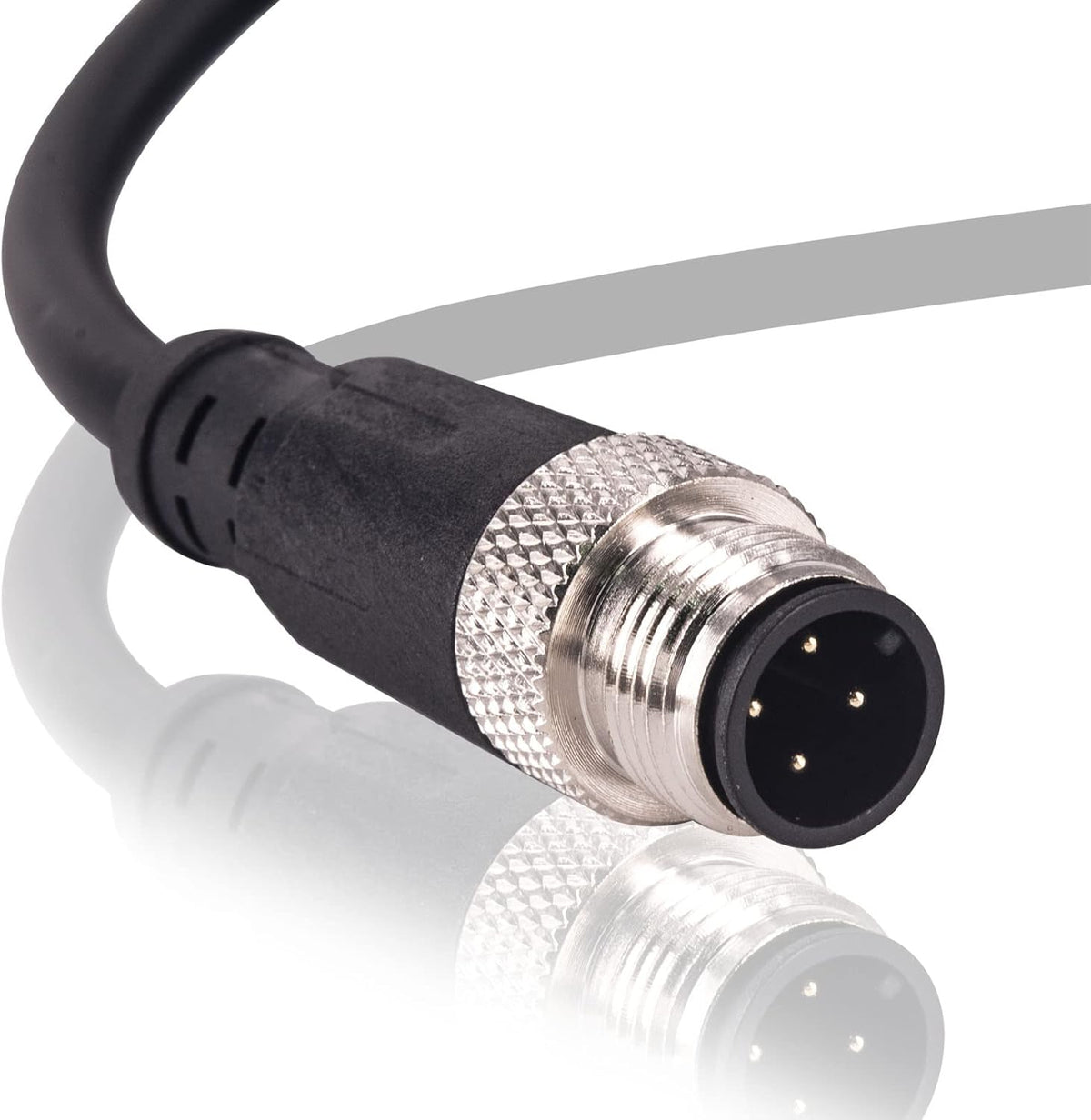 M12 Male 4 Pin Right Angle Connector, Aviation Socket Electrical Cable 6.5Ft/2M for Industrial Automation Control
