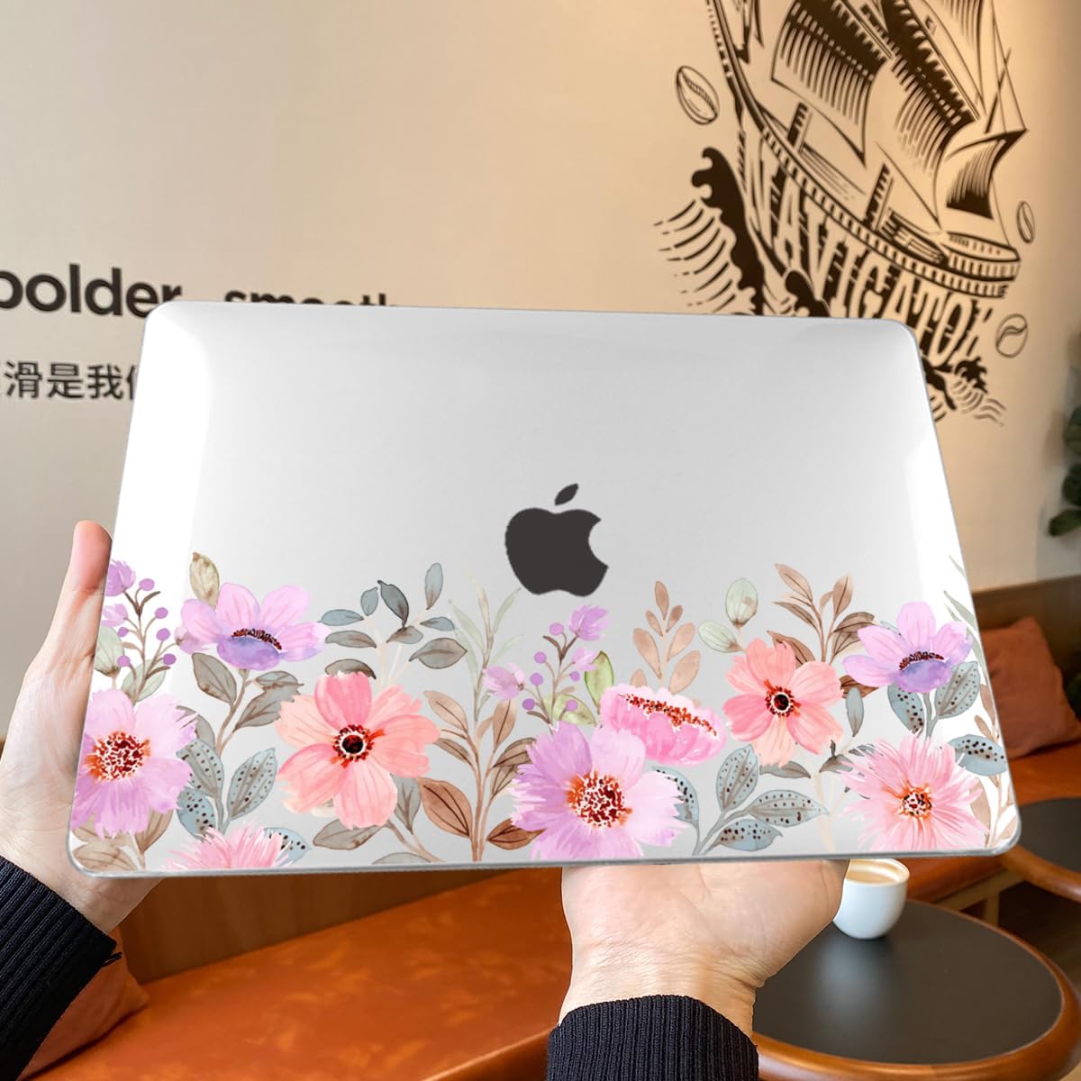 Teryeefi for 2024 2023 2021 MacBook Pro 14 inch Case M4/M3/M2/M1 (Model A3112 A3401 A3185 A2918 A2992 A2779 A2442), Plastic Hard Shell & Keyboard Cover & Type C Adapter - Pink Flower Garden-A