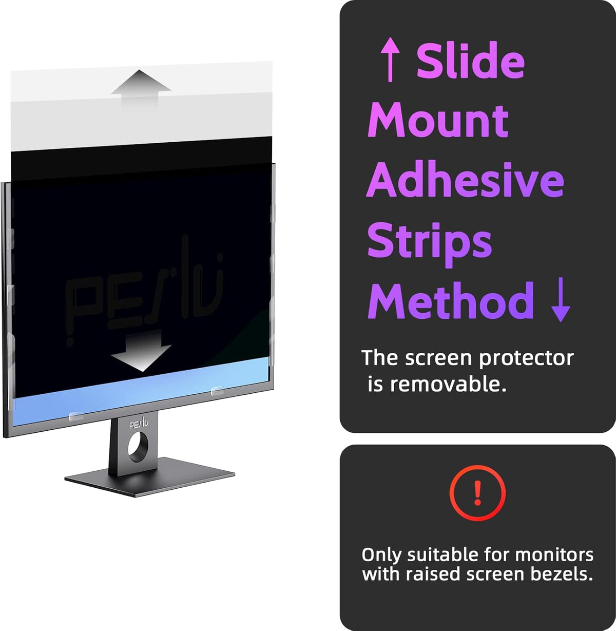 Privacy Screen Adhesive Strips and Slide Mount Tabs for Laptop Computer Monitor, Privacy Screen Slide Mount Tabs *2, Privacy Screen Adhesive Strips *2, 1pcs Microfiber Cloth, 2pcs Screen Cleaning Kit