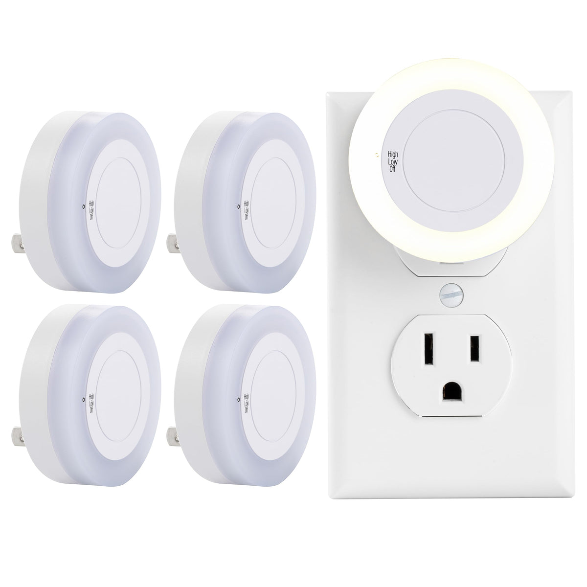 Night Light with High/Low/Off Switch, LED Manual Nightlight Max 20 Lumens, Indoor for Bathroom, Hallway, Bedroom, Kitchen, Warm White, Energy