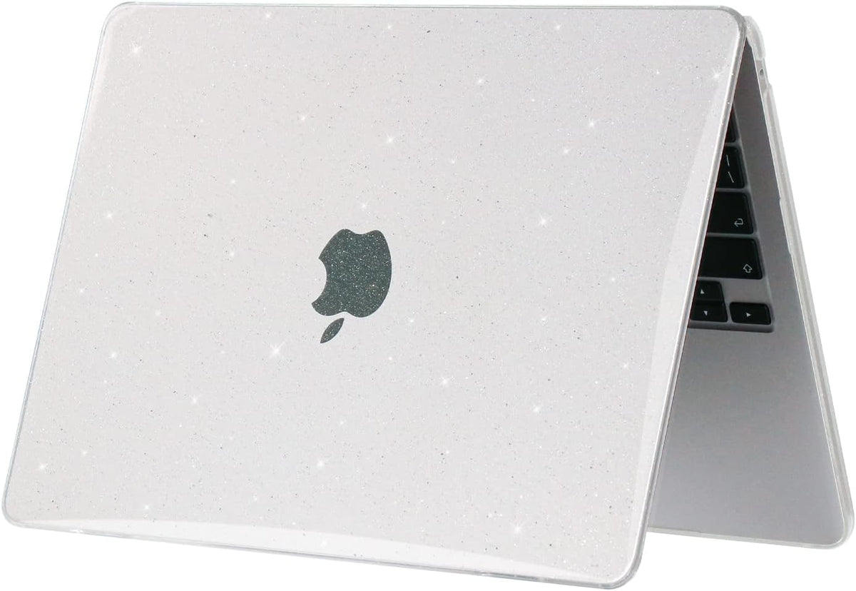 Sparkly Clear Case for MacBook Pro 13 inch M2 M1 A2338 A2289 A2251 A2159 A1989 A1706 2023-2016 Release with Touch ID, 6 in 1 Glitter Plastic Hard Shell&Keyboard Cover&Screen Protector&Webcam Cover