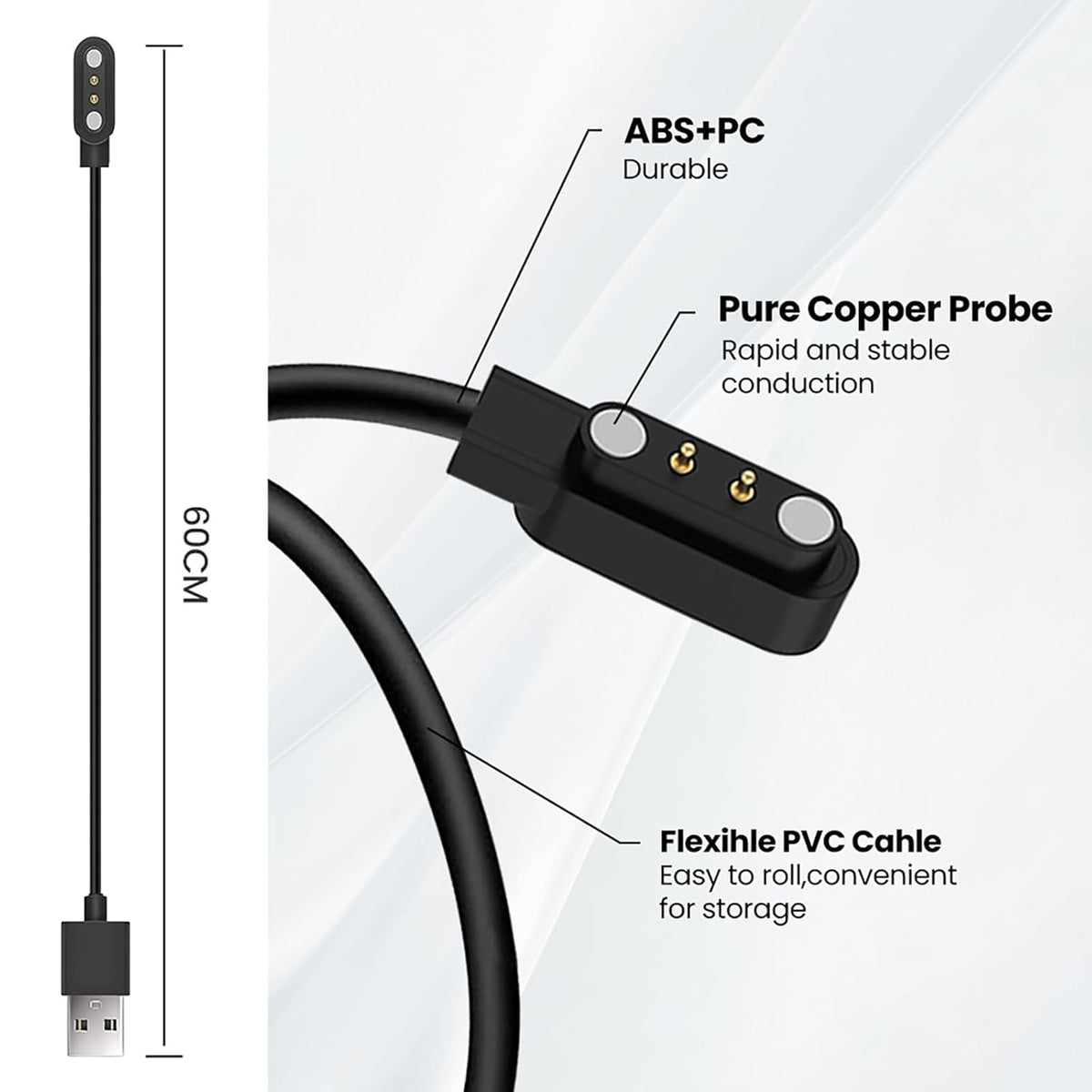 E ECSEM Charging Cable for Tiunua Dog Bark Collar, High Speed Magnetic Replacement USB Charger Cord