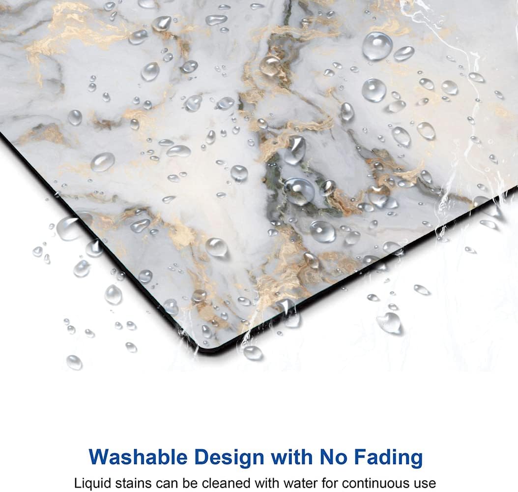 Mouse Pad, Gray Gold Marble Mouse Pad, Premium-Textured Marbling Mouse Mat Square Waterproof Non-Slip Rubber Base Computer Mousepad for Office Laptop Desk