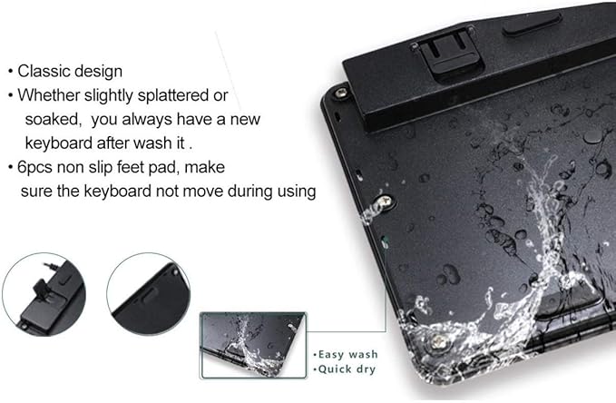 BoxWave Keyboard Compatible with Dell Inspiron 13 5310 (13.3 in) - AquaProof USB Keyboard Washable Waterproof Water Resistant - Jet Black