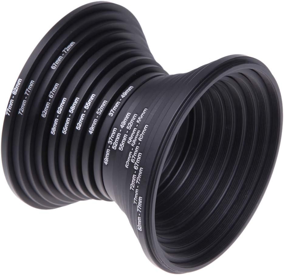 18Pcs Filter Ring Adapter Set - 37-82mm Metal Step Up/Down Rings Lens Adapter Filter Set for Digital SLR Camera