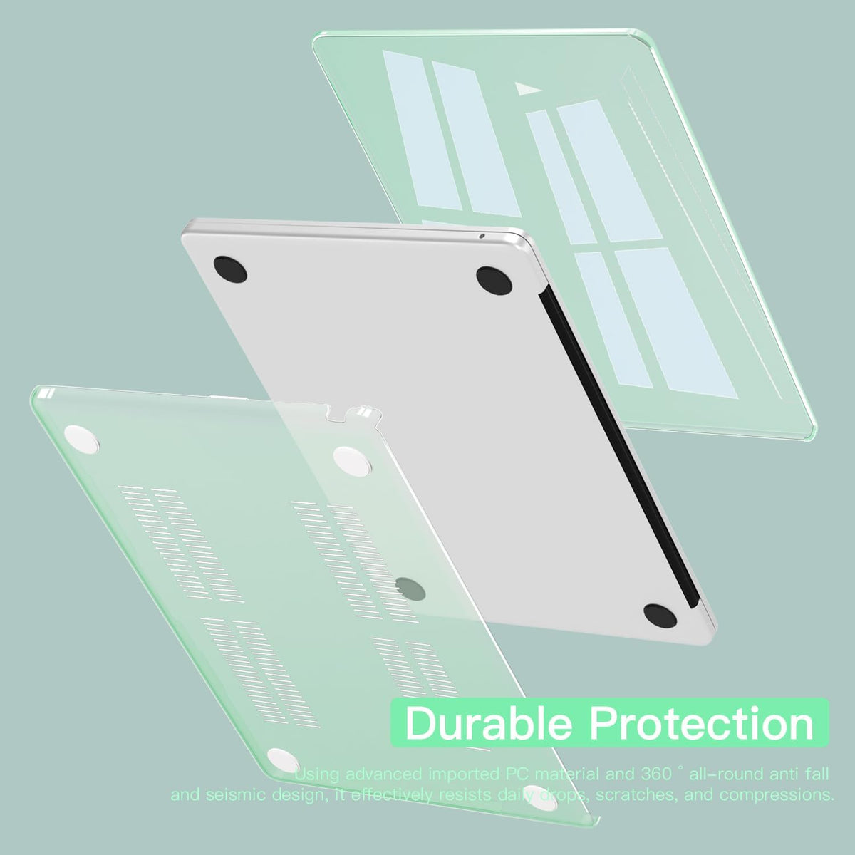 CISSOOK Compatible with MacBook Air 13.6 inch Case 2022 2024 2025 Release A2681 A3113 A3240, Plastic Hard Shell Case with USB Adapter for MacBook Air 13 inch M2 M3 M4 Chip, Clear Green