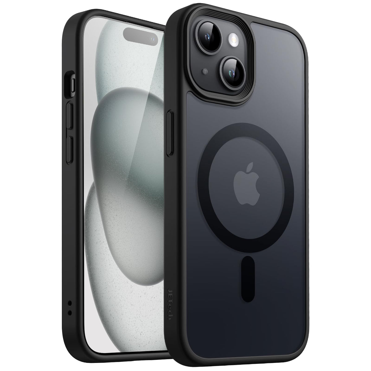 Jetech Magnetic Case For Iphone 15 6.1-Inch Compatible With Magsafe, Translucent Matte Back Slim Shockproof Phone Cover (Black)