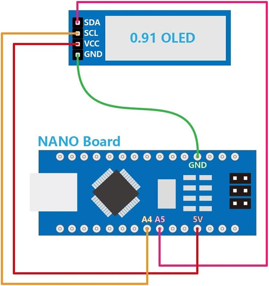 Hosyond 5 0.91 Inch I2C 3.3V~5V Pcs IIC OLED Display Module OLED Screen DC Compatible with Arduino Raspberry PI (Blue
