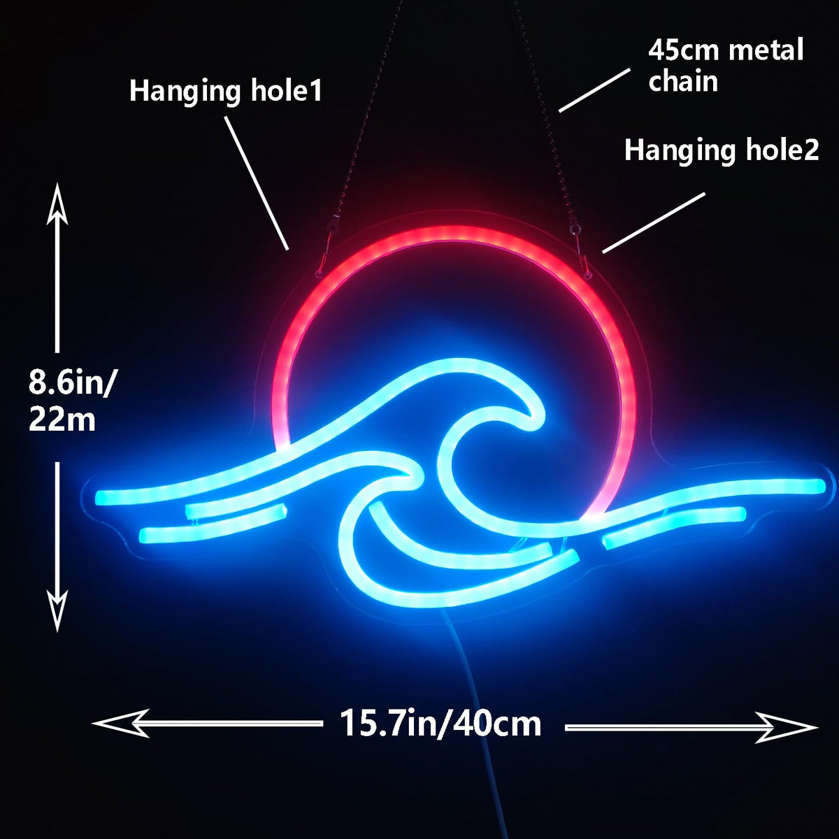 Sunrise Sunset Neon Sign Dimmable Wave Tropical Sunrise Ocean Neon Sign Surf Room Decor for Living Room Bedroom Office Bar Birthday Party Christmas