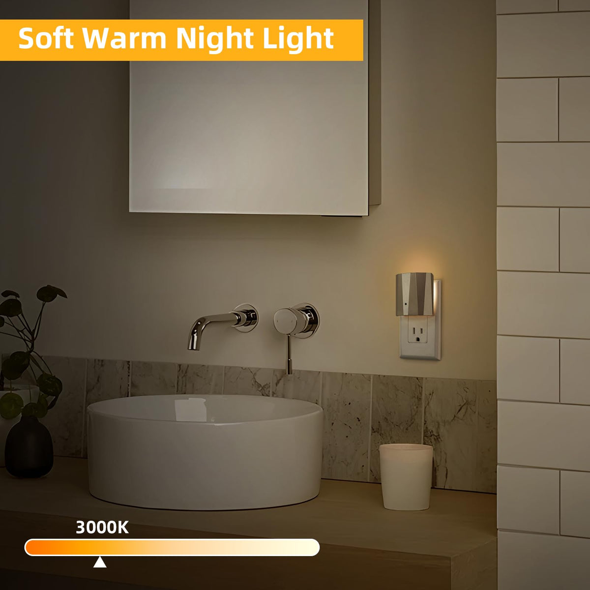Dawnrise Plug in Night Lights for Wall, Dawn to Dusk Night Light with 3000K/5Lm, Backlit Nightlights for Bedroom, Kids Room, Hallway, Living Room