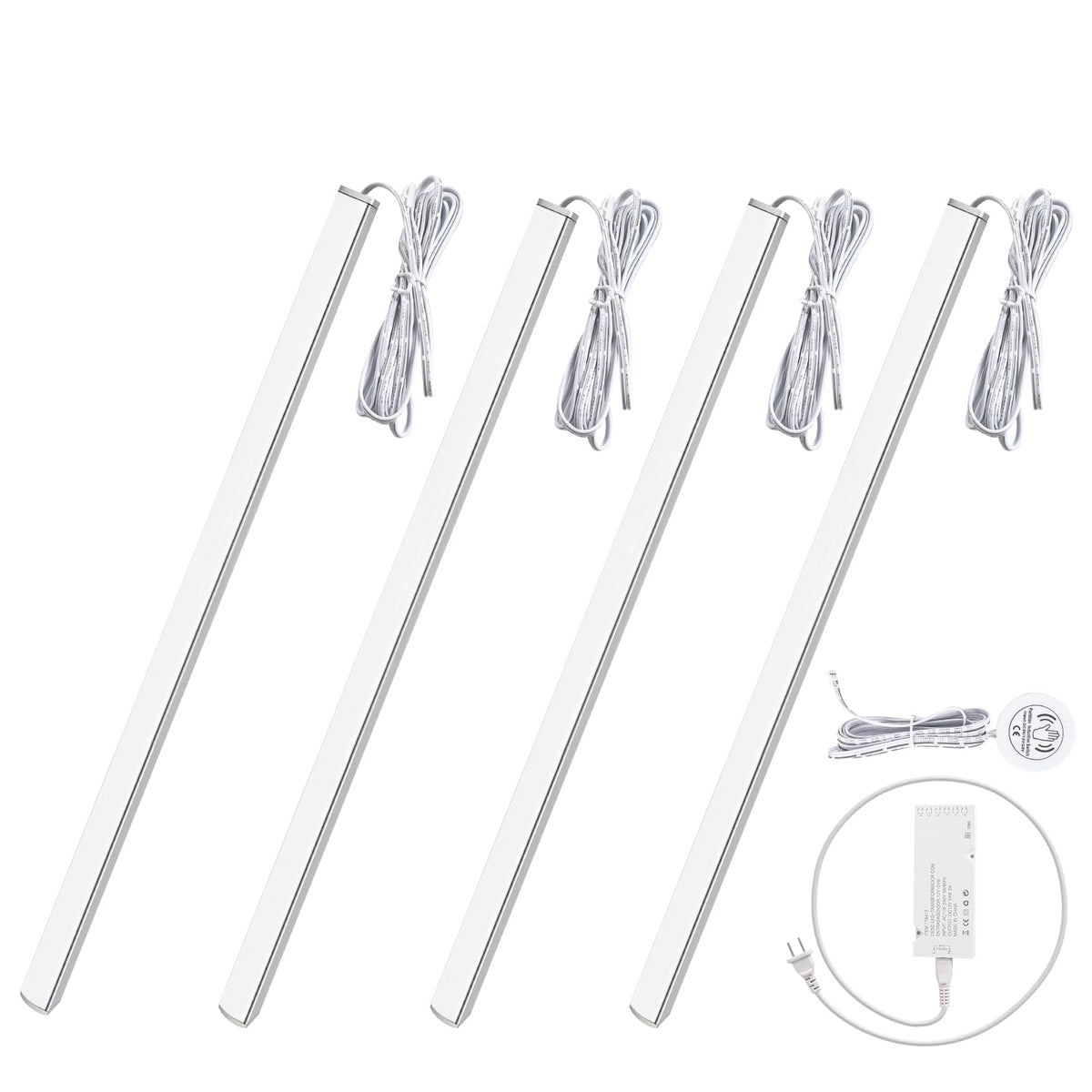 12" V-Shape Diffused LED Light Bars Kit,Aluminum Channel Lights with Touch Sensor for Under Cabinet,Gun Safe,Closet,Under Counter,Book Shelf,Display