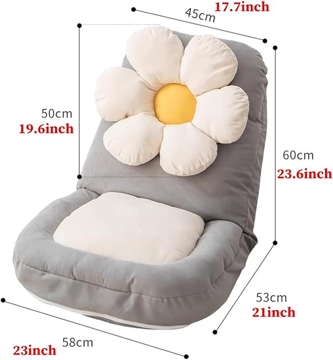 Floor Chairs Adjustable 5-Position Floor Lounger Floor Chairs with Back Support for Adults Gaming Floor Seat for Living Room Folding Lazy Sofa ChairB