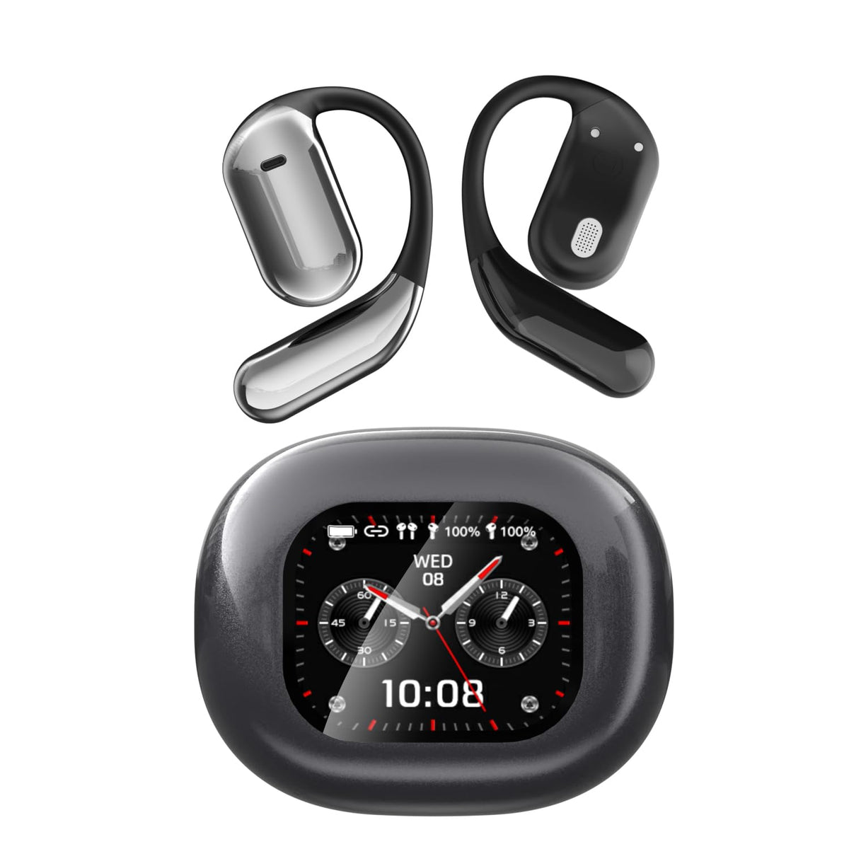JUNJIEUNVO Q16PRO AI Wireless Translation Earbuds with 70 Hour Bluetooth 5.4 Sports Earbuds, Wireless Smart Touch Screen, Ear Cup with Ear Hooks, IPX5