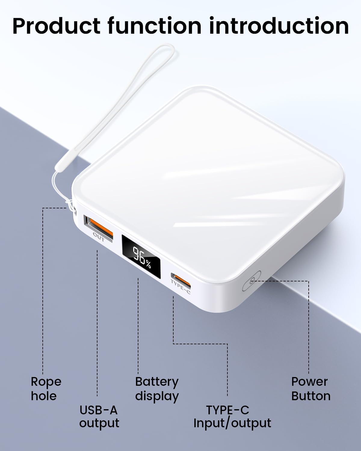 10000mAh Mini Power Bank, Portable Charger with USB C Input/Output, 30W Fast Charging