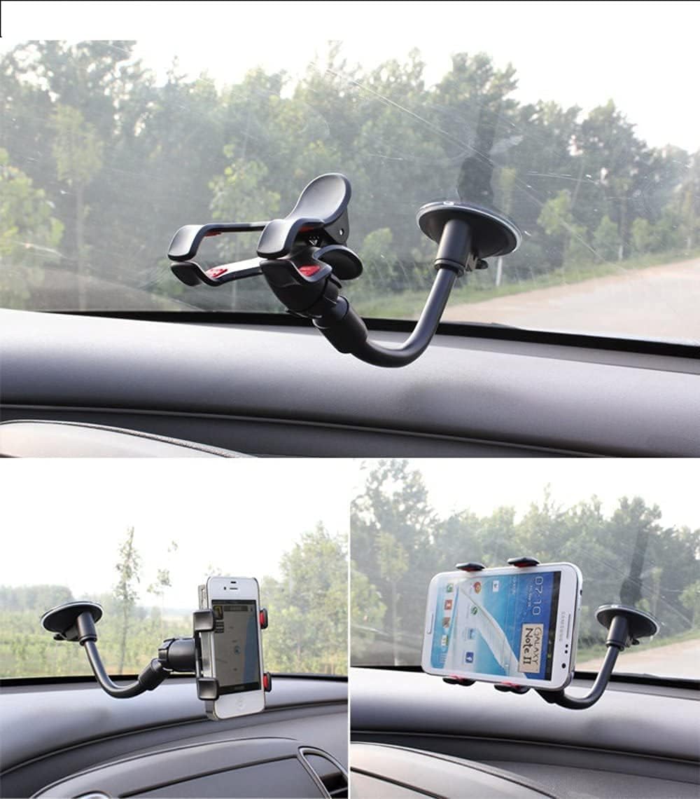 8" Flexible Gooseneck Suction Cup Cellphone Holder with Extra 3M Adhesive Mounting Disk for Multi-Purpose Use