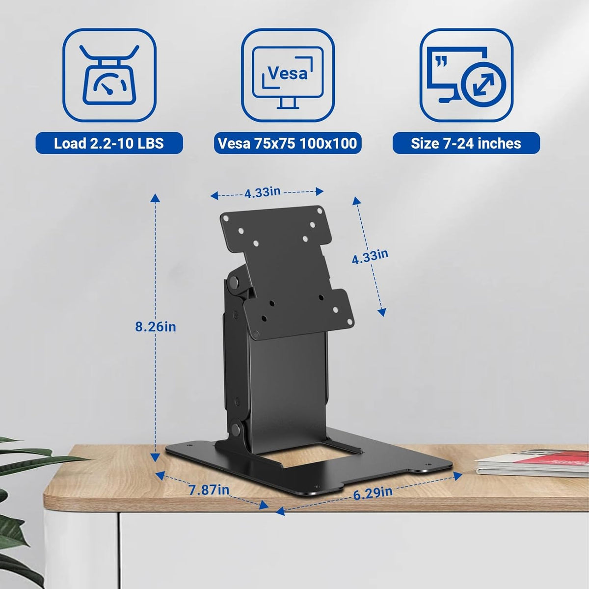Touch LCD Monitor&All in One PC Stand All Metal Holder Sturdy with VESA Hole 75x75mm&100x100mm