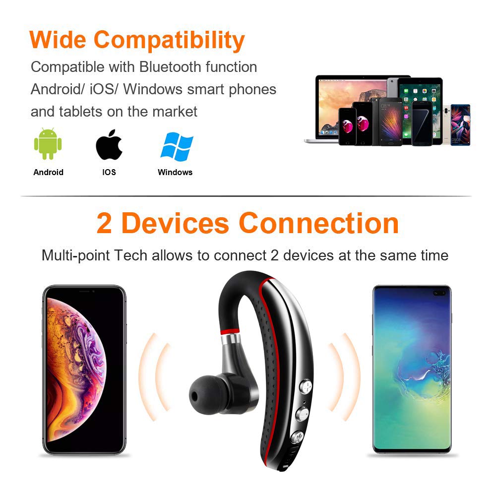 LSAPT Bluetooth Headset V5.0,Wireless Bluetooth Earpiece with Noise Canceling Mic for Cell Phone,Business Earphone